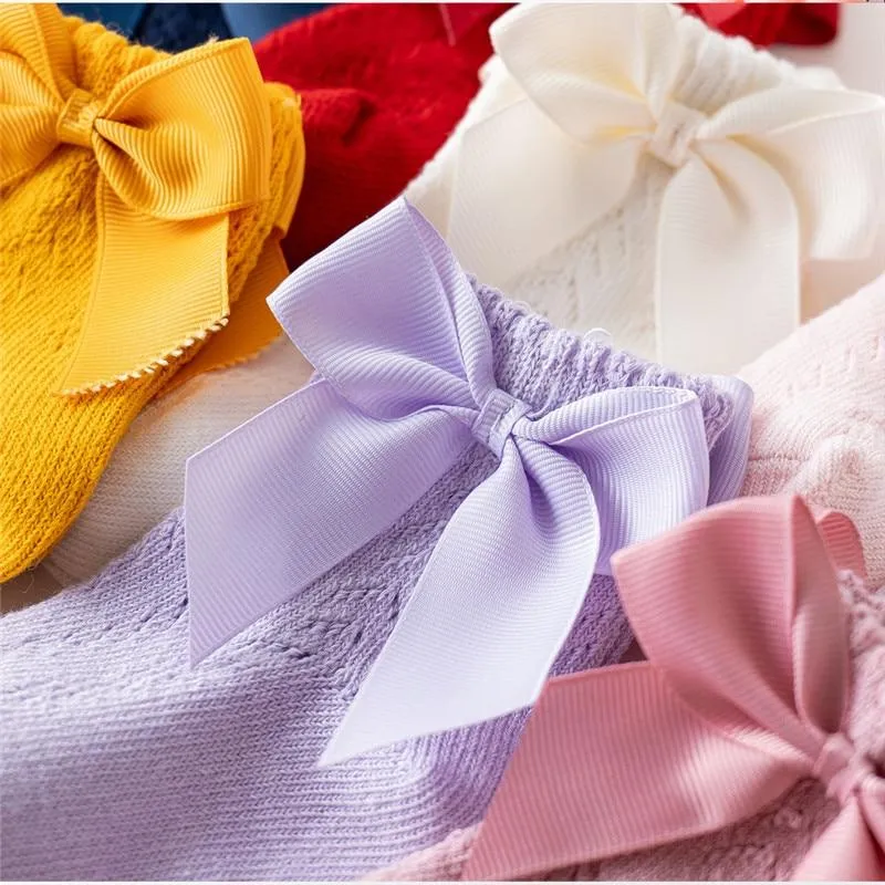 Trendy Baby Girls Bow Design Thin Socks