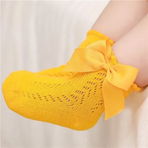 Trendy Baby Girls Bow Design Thin Socks