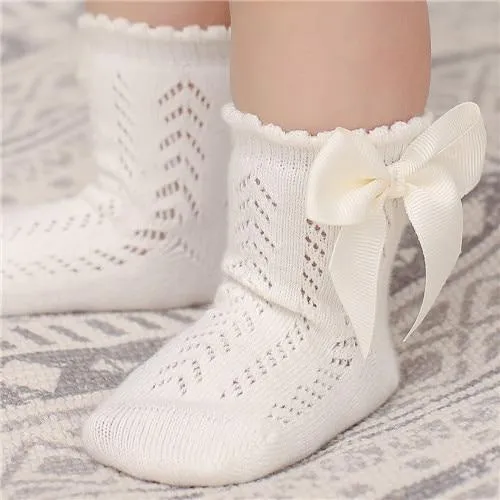 Trendy Baby Girls Bow Design Thin Socks