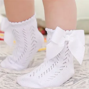 Trendy Baby Girls Bow Design Thin Socks