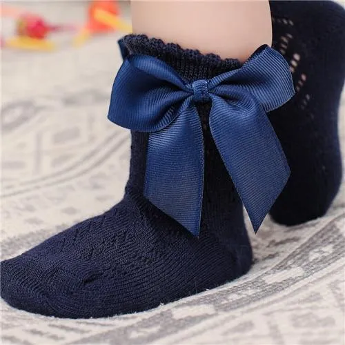Trendy Baby Girls Bow Design Thin Socks