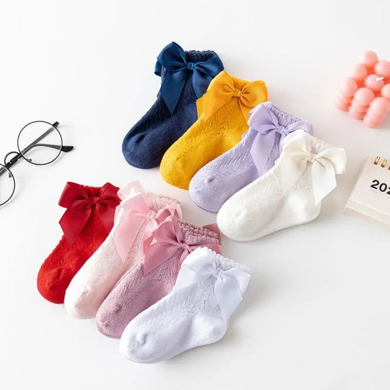 Trendy Baby Girls Bow Design Thin Socks