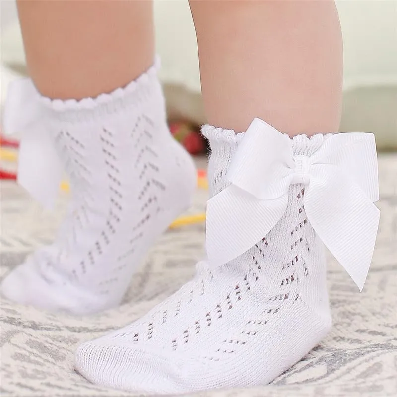 Trendy Baby Girls Bow Design Thin Socks