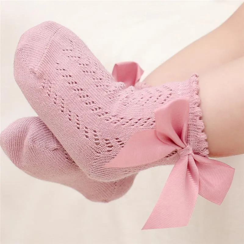 Trendy Baby Girls Bow Design Thin Socks