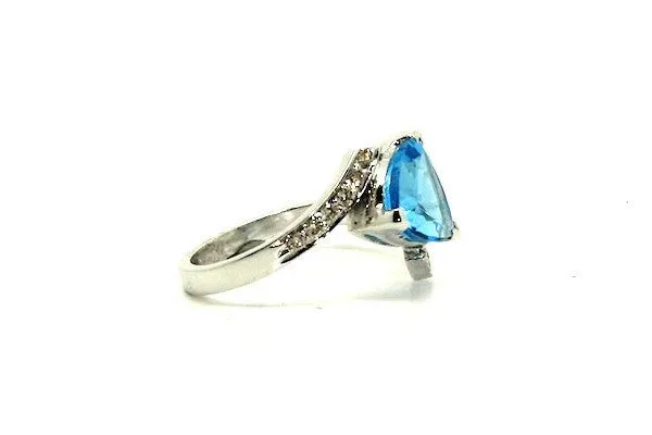 Trillion Blue Topaz & Diamond Ring Ad No. 0854