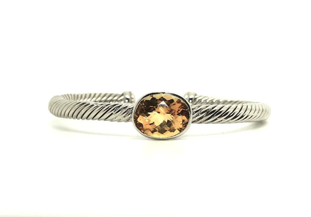 Twisted Rope Wire Bangle-oval Citrine(5mm)