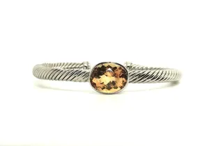 Twisted Rope Wire Bangle-oval Citrine(5mm)