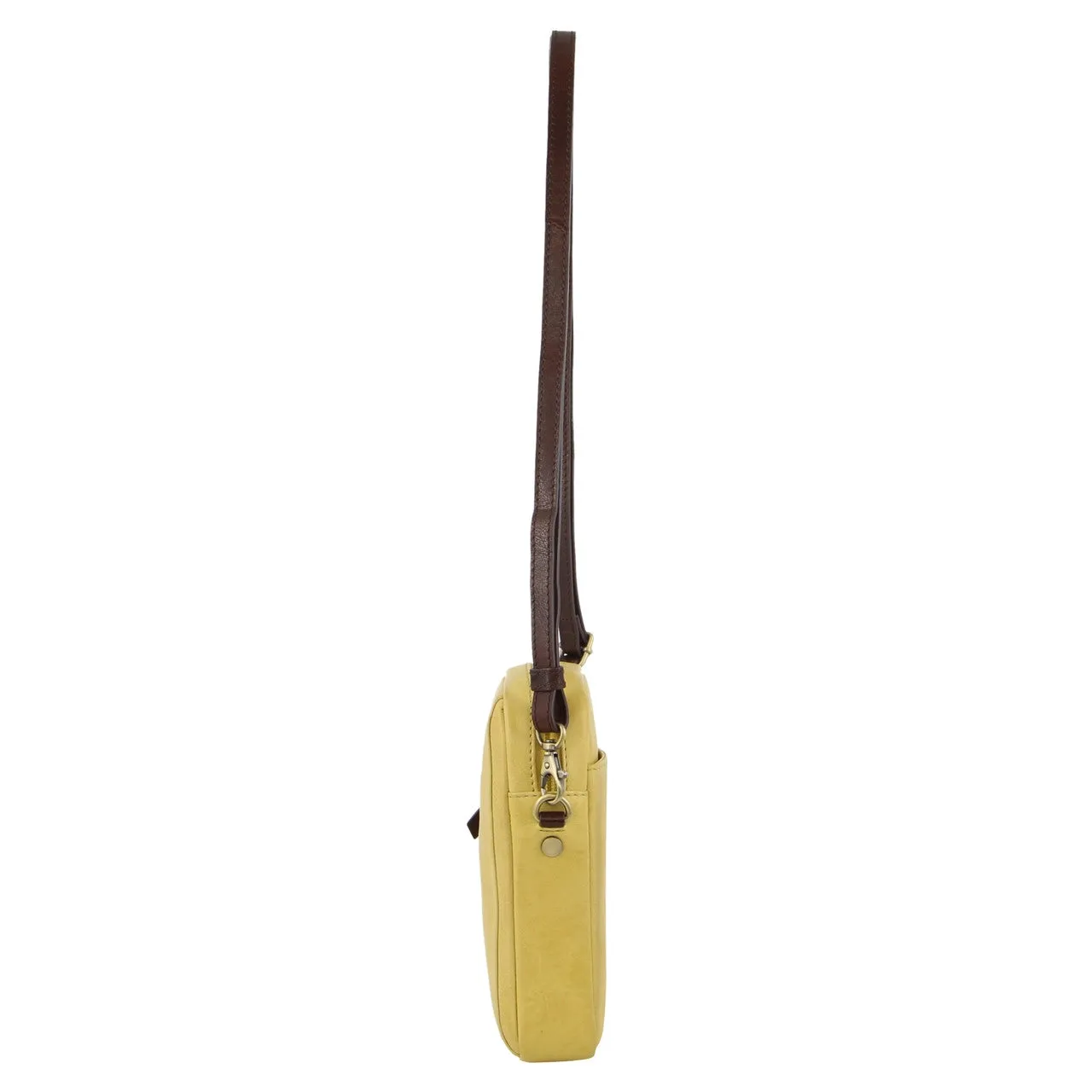 TWO TONE LEATHER CROSSBODY BAG - YELLOW