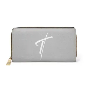 Uniquely You Womens Wallet - Zip Purse / Grey & White Cross
