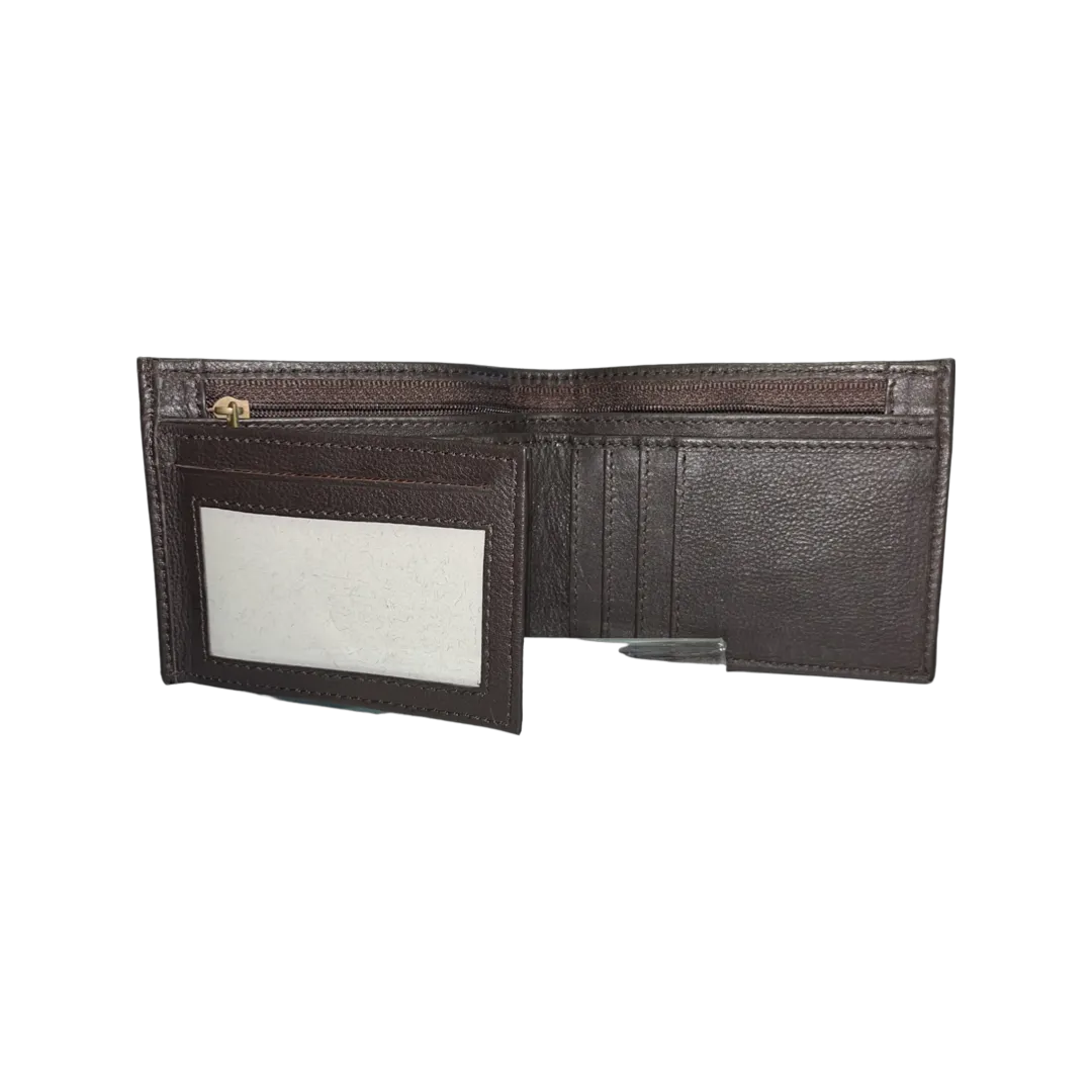 Unisex - Cow Hide & Leather Wallet – Brown
