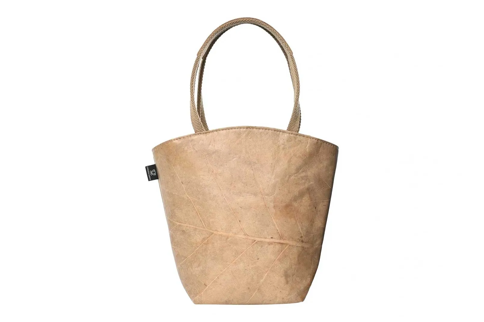 Vegan Leaf Leather Tote Beige