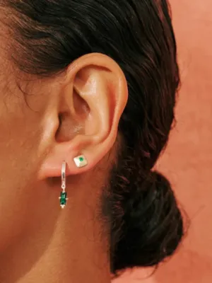 Wandering Soul Green Onyx & Pearl Stud Earring
