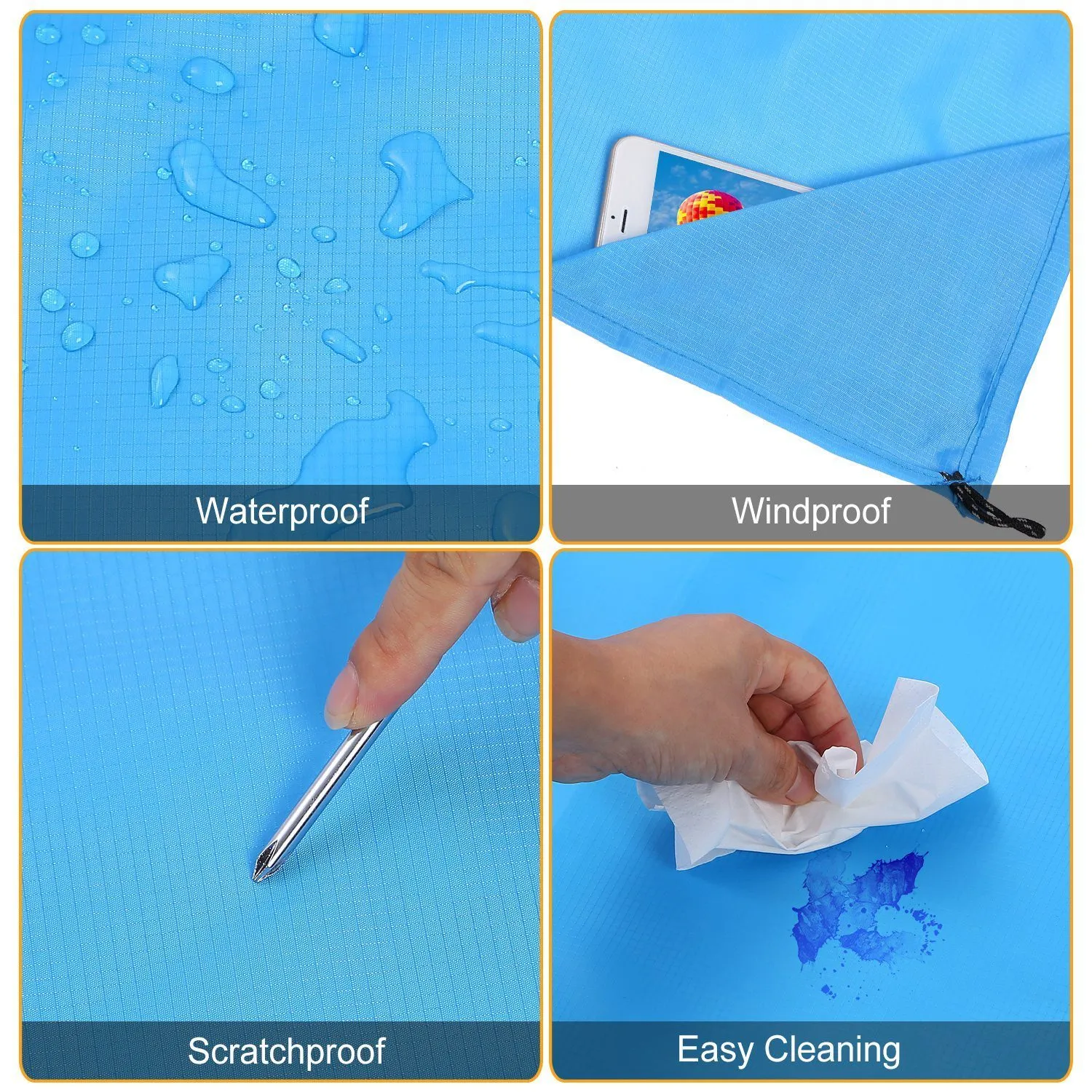 Waterproof Foldable Camping Rug Pocket Sand Proof Picnic Mat