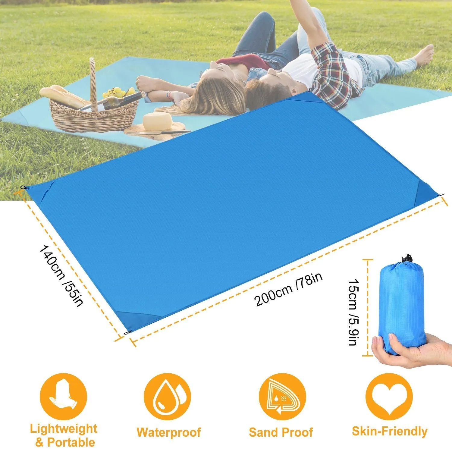 Waterproof Foldable Camping Rug Pocket Sand Proof Picnic Mat
