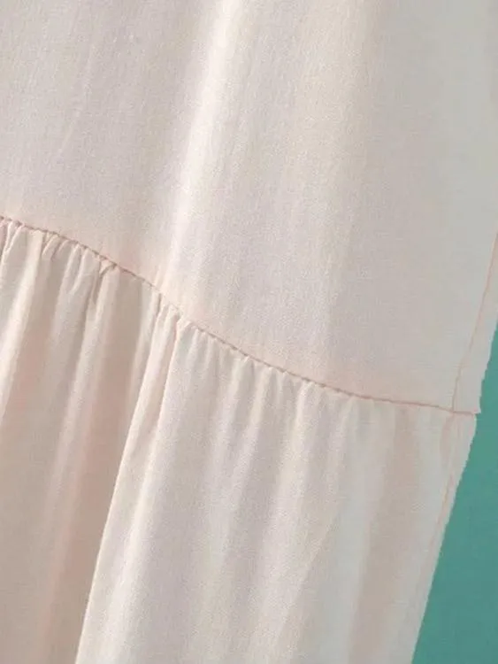Wholesale Beige Round Neck Sleeveless Mini Dresses