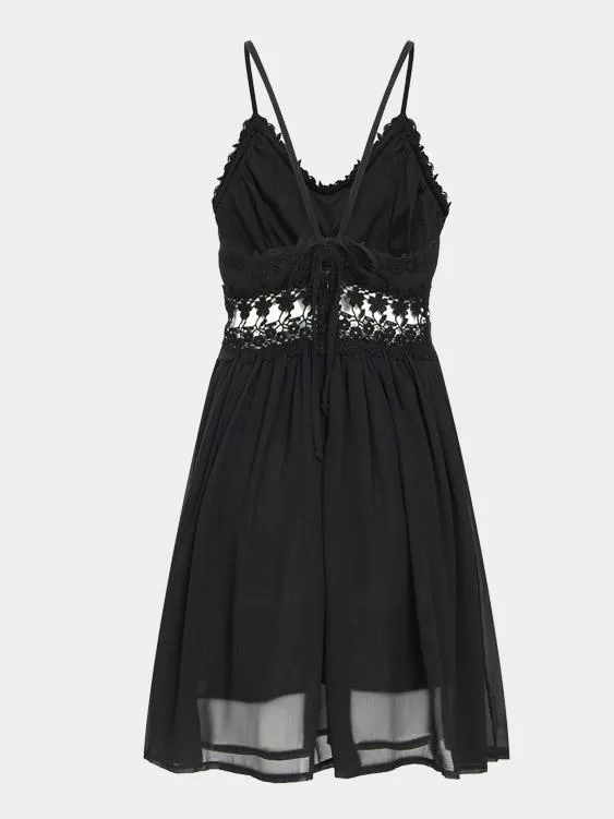 Wholesale Black V-Neck Backless Fashion Mini Dress