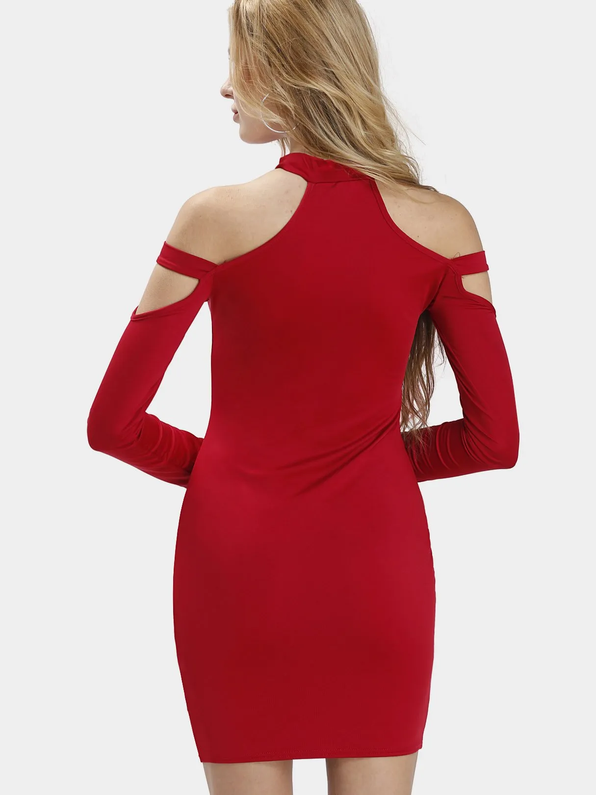 Wholesale Round Neck Long Sleeve Plain Bodycon Mini Dresses