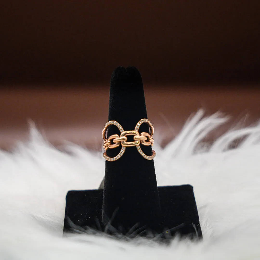 Women Ring 14K Rose Gold With Diamonds / 4.4gr / Size 7