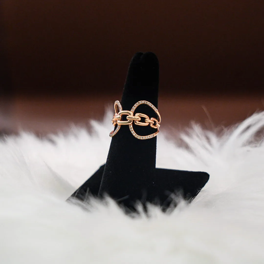 Women Ring 14K Rose Gold With Diamonds / 4.4gr / Size 7
