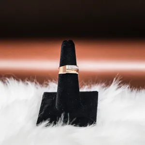Women Ring 18K Yellow - White Gold With Diamonds / 6.3gr / Size 6.5