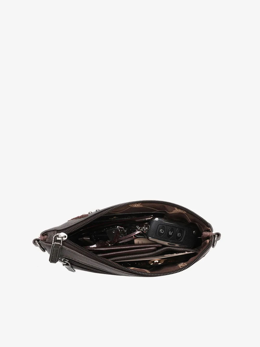 Wrangler Tooled Leather Tassel Crossbody Clutch
