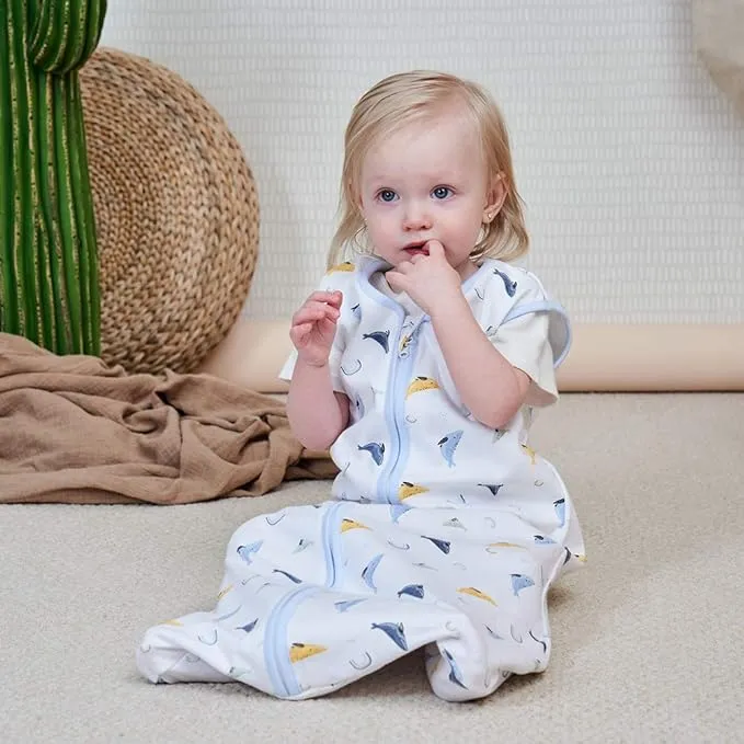Yoofoss Baby Sleeping Bag 2 Pack 6-12 Months Baby Sleep Sack 0.5 TOG 100% Cotton Toddler Wearable Blanket Green for Infant Toddler