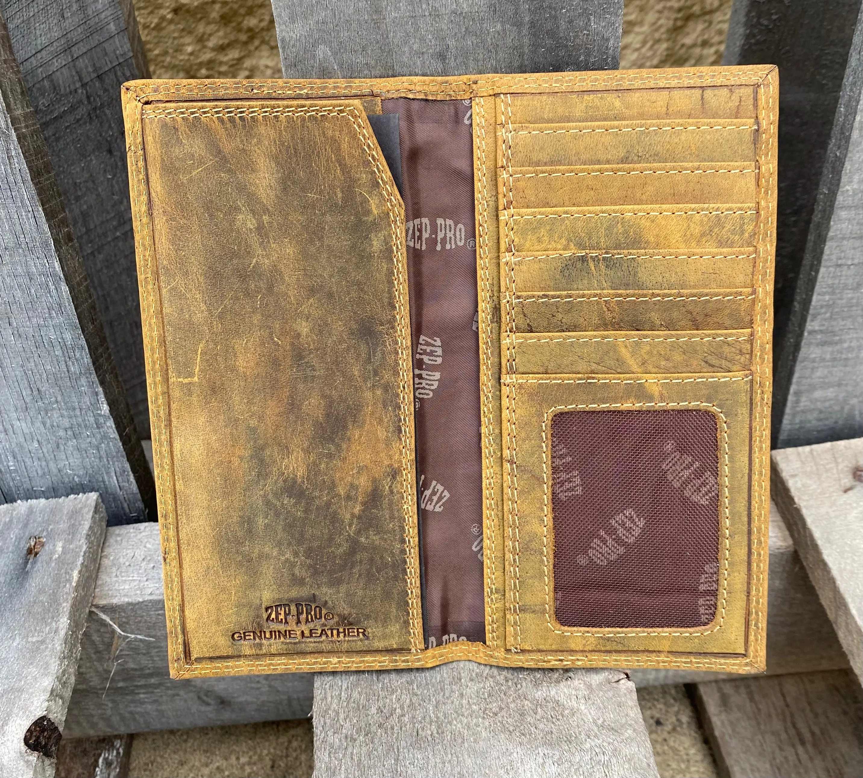 Zep Pro IWT4VINT-UAL University of Alabama Roll Tide Vintage Brown “Crazy Horse” Leather Tall Wallet