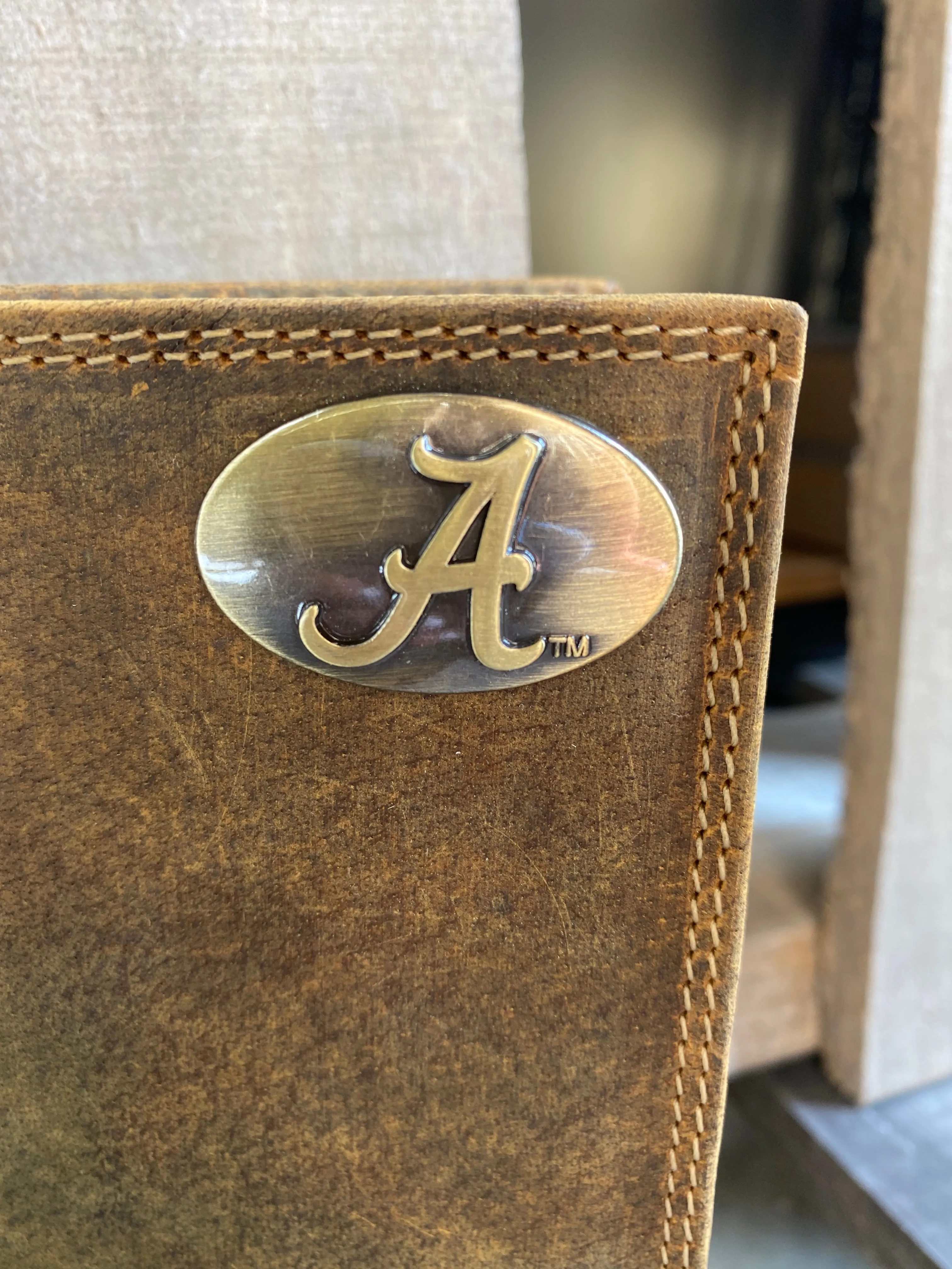 Zep Pro IWT4VINT-UAL University of Alabama Roll Tide Vintage Brown “Crazy Horse” Leather Tall Wallet