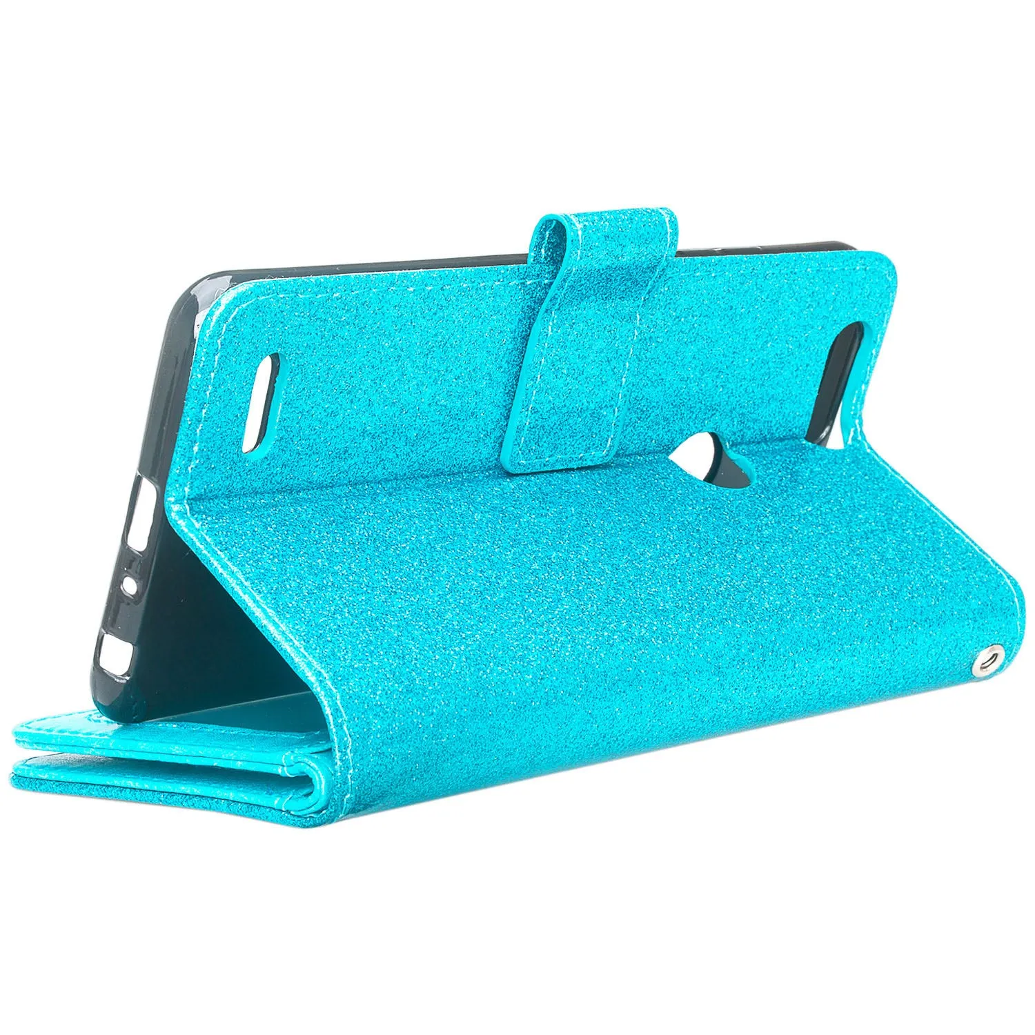 ZTE Sequoia Case, Blade Z Max, ZTE Z982 Case, [Wrist Strap] Glitter Faux Leather Flip [Kickstand Feature] Protective Wallet Case Clutch - Teal