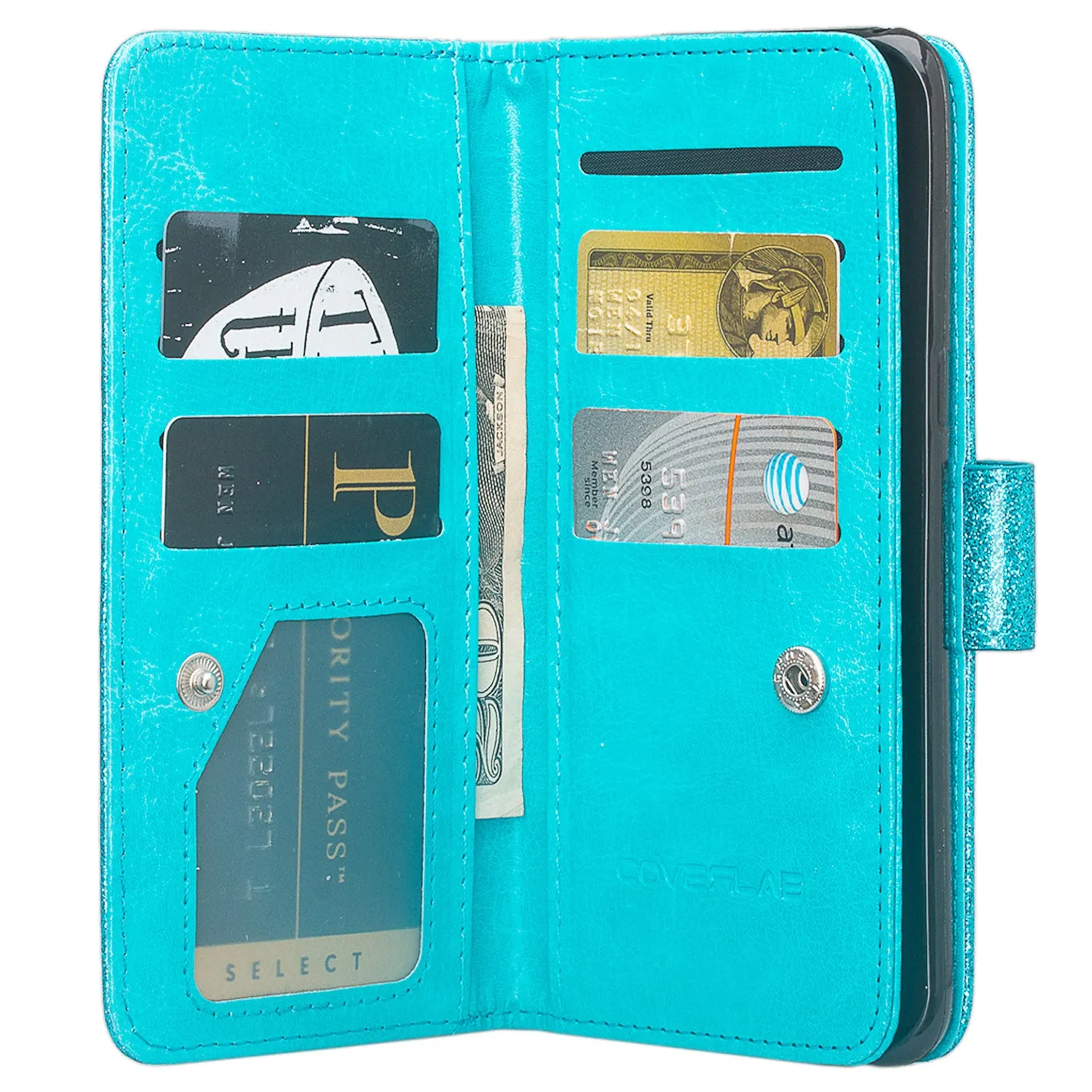 ZTE Sequoia Case, Blade Z Max, ZTE Z982 Case, [Wrist Strap] Glitter Faux Leather Flip [Kickstand Feature] Protective Wallet Case Clutch - Teal